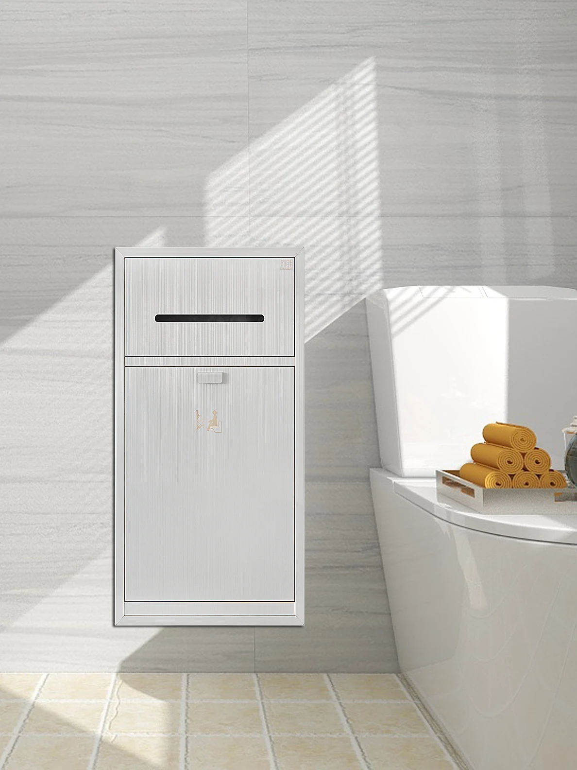 2026 Hot Sale 304 Stainless Steel Embedded Trash Can, Toilet Tissue Box, Toilet Brush Niche Two-in-one Hidden Embedded
