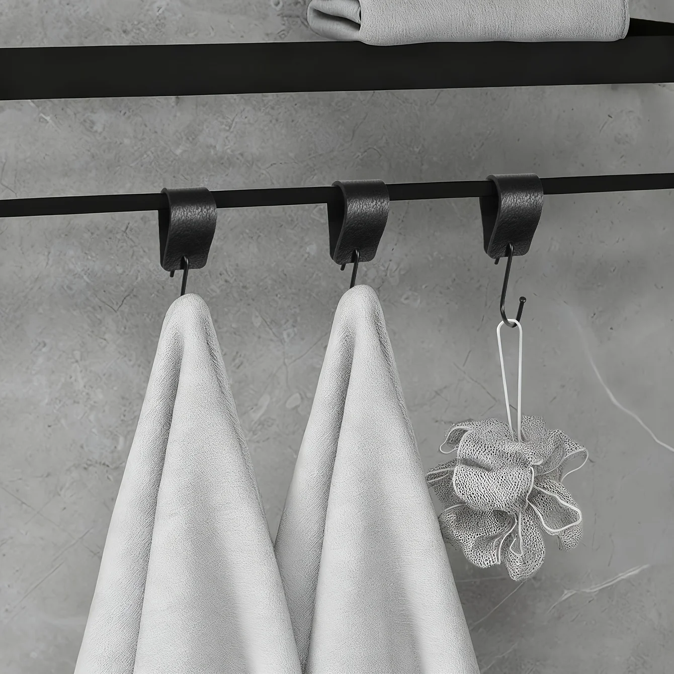 4 Stück Kleiderbügel mit S-Haken aus PU-Leder, multifunktionale Metallhaken für Regal, Küche, Schlafzimmer, Pflanzen- und Kleiderschrankorganisation