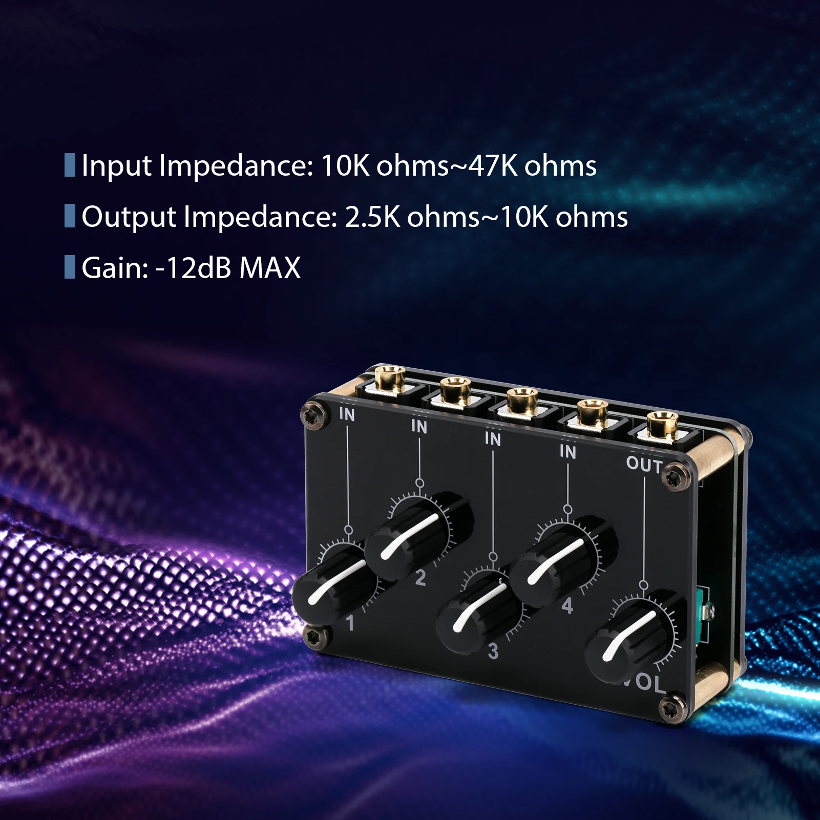 4-in-1-out Passive Mixer Module Mini Stereo 4-Channel Passive Mixer Audio Mixer 4 Audio Input to 1 Output Ultra Compact Low