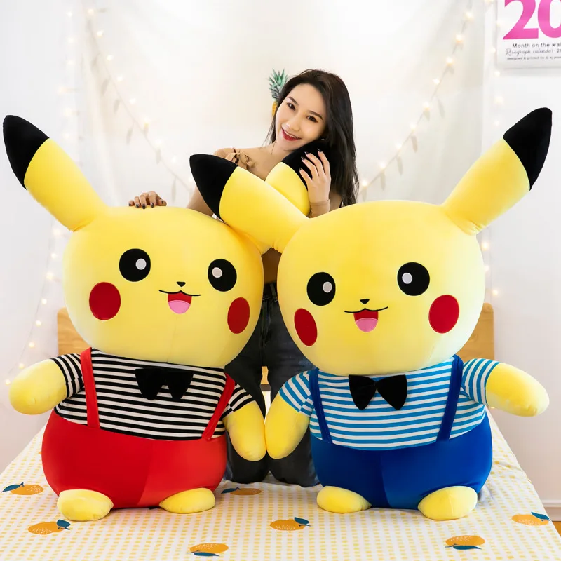 Новая креативная плюшевая игрушка Пикачу с ремешком, милая мягкая кукла, большая подушка для детей, подарок на день рождения, Рождество, мягкий плюш