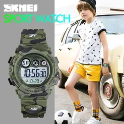 SKMEI-reloj deportivo infantil para niños, cronógrafo con diseño de esfera joven y energética, resistente al agua hasta 50M, luces LED coloridas + EL, 1547