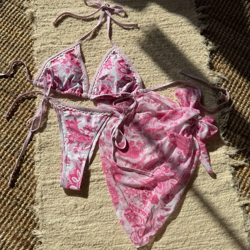 

2026 Sexy 3Pcs Bikinis Set Female Swimsuit Women Three-Piece Swimwear Beach Swim Wear Bathing Suits Brazilian Bikini Pool Bather