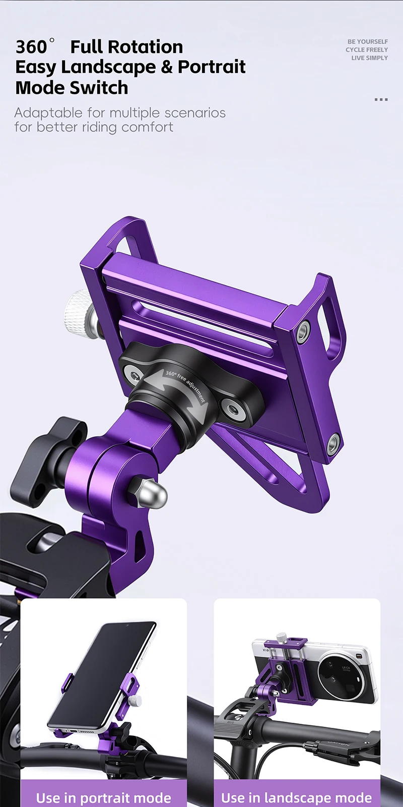 WEST BIKING Faltbare Fahrrad-Handyhalterung aus Aluminiumlegierung, 360° drehbar, Anti-Vibrations-Lenkerhalterung für Brompton Fahrradzubehör – Detail 7