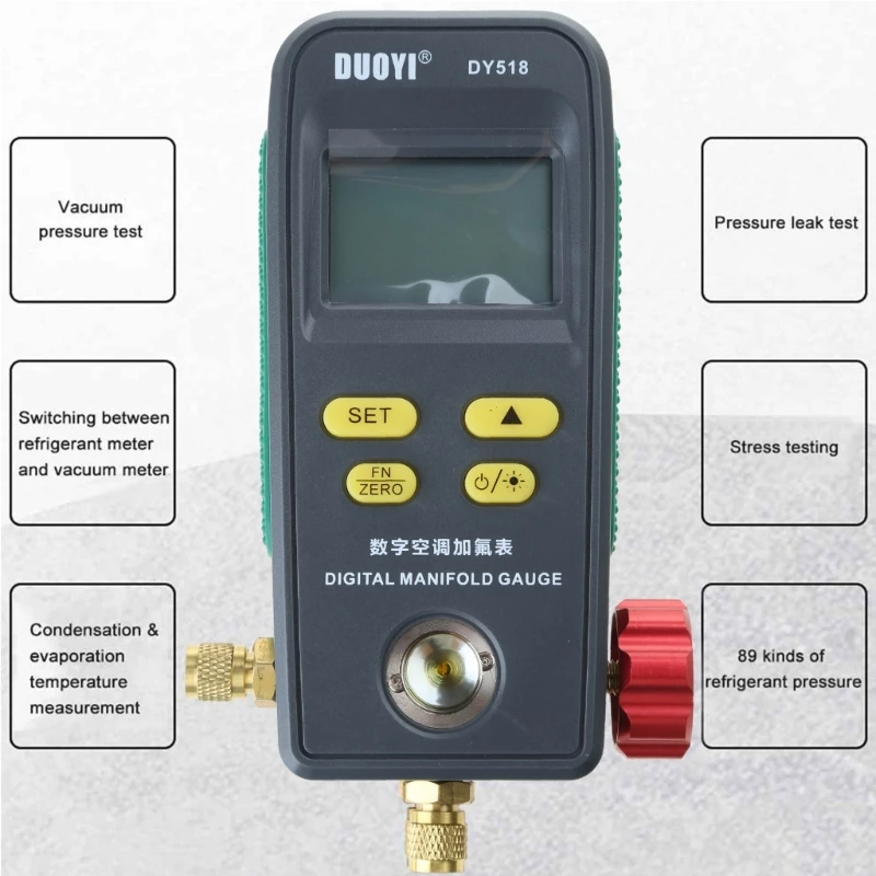 Tester digitale per collettore refrigerazione HVAC Tester per temperatura pressione del vuoto Mantenimento del d