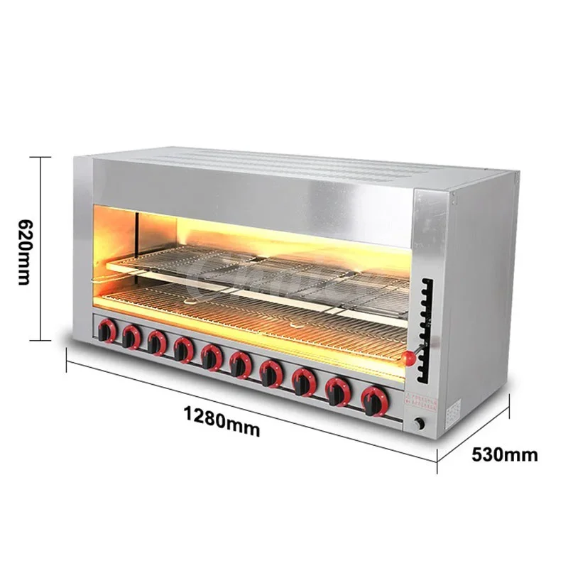 

10 Head Stainless Steel Smokeless Oven 20kw Gas Baking Infrared Burner Large Capacity Grill For Grilled Chicken/Fish/Meat