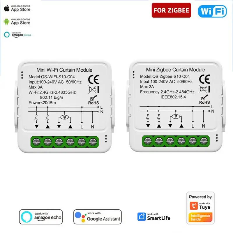 

Модуль умного переключателя штор Tuya WiFi Zigbee, подключение рулонных жалюзи, электродвигатель, работает с Alexa Google Home Smart Life