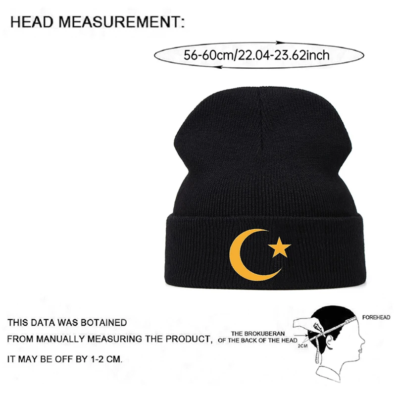 2025 جديد عصري الإبداعية محبوك قبعة القمر ستار المطرزة قبعة فول الترفيه في الهواء الطلق اليومية يندبروف قبعة تدفئة قبعة بلا حدود #6