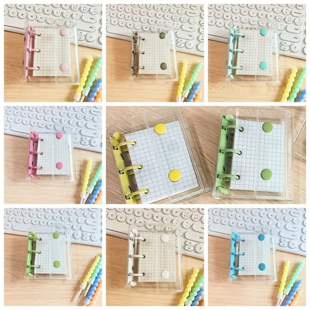 Portable PVC A8 binder Transparent Multiple Colors Loose leaf notebook 3-hole double-buckle Mini binder Students
