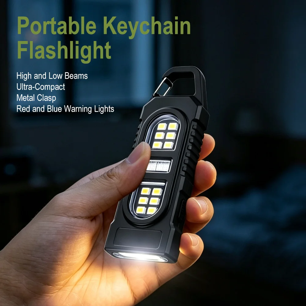 BORUiT Mini EDC 2pcs 5 Modes Lighting Flashlight Type-C Rechargeable Portable﻿ Keychain Light Waterproof Outdoor Camping Torch