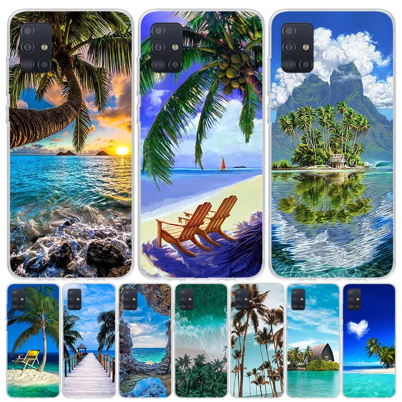 Summer Beach Sunset Sea Palm Tree Phone Case For Samsung Galaxy A51 A41 A31 A21S A11 A01 A71 A50 A40 A30S A20E A10S A70 A6 A7 A8