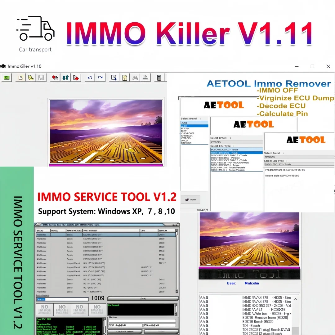 ImmoKiller V1.10 IMMO Off ECU herramienta programadora para reparación de automóviles inmovilizador IMMO SERVICE TOOL V1.2 AETOOL IMMO REMOVER 1,3