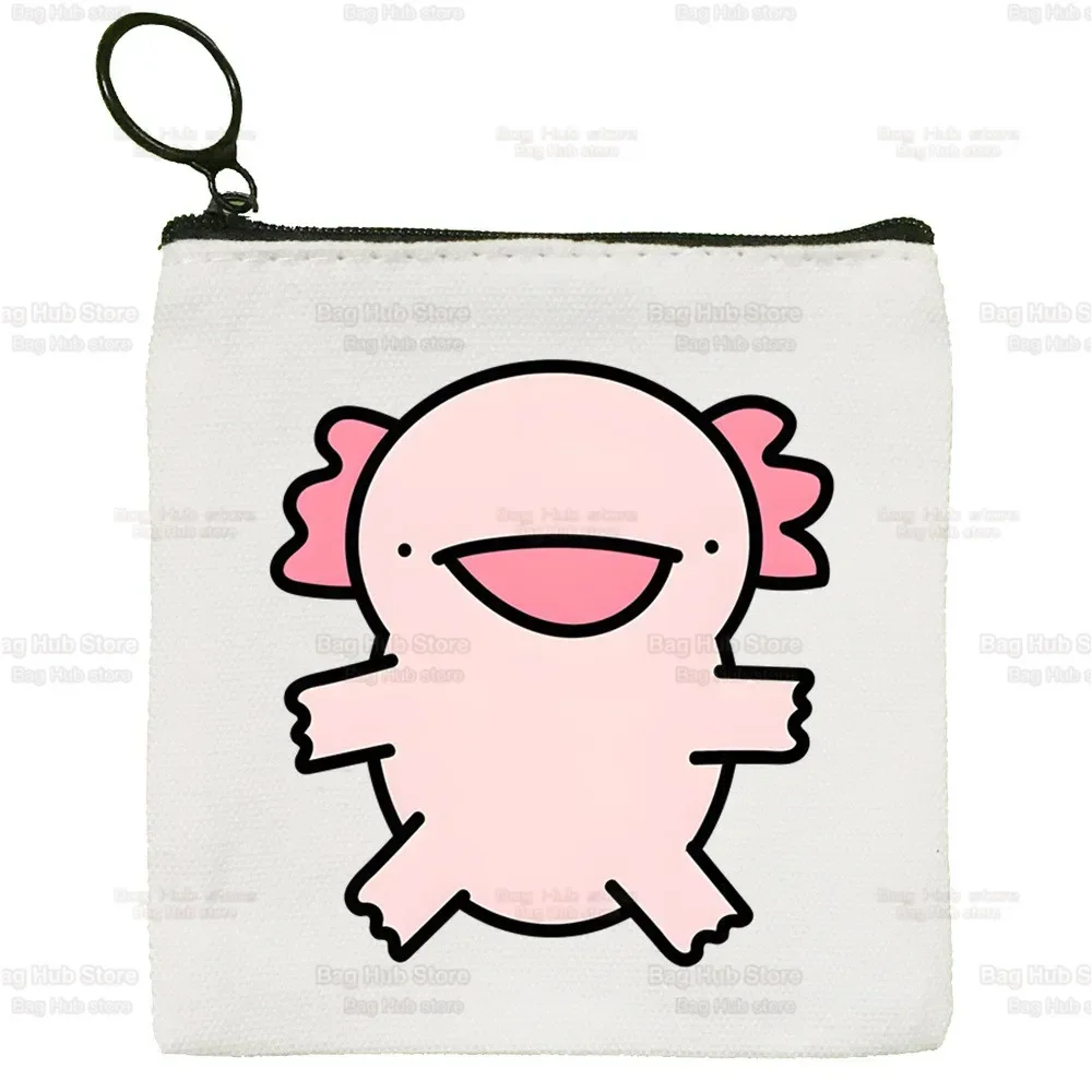 

Axolotl Cartoon Coin Purse Female Mini Cute Cartoon Canvas Art Cute Animal Kawaii Key Case Coin Purse Student Wallet