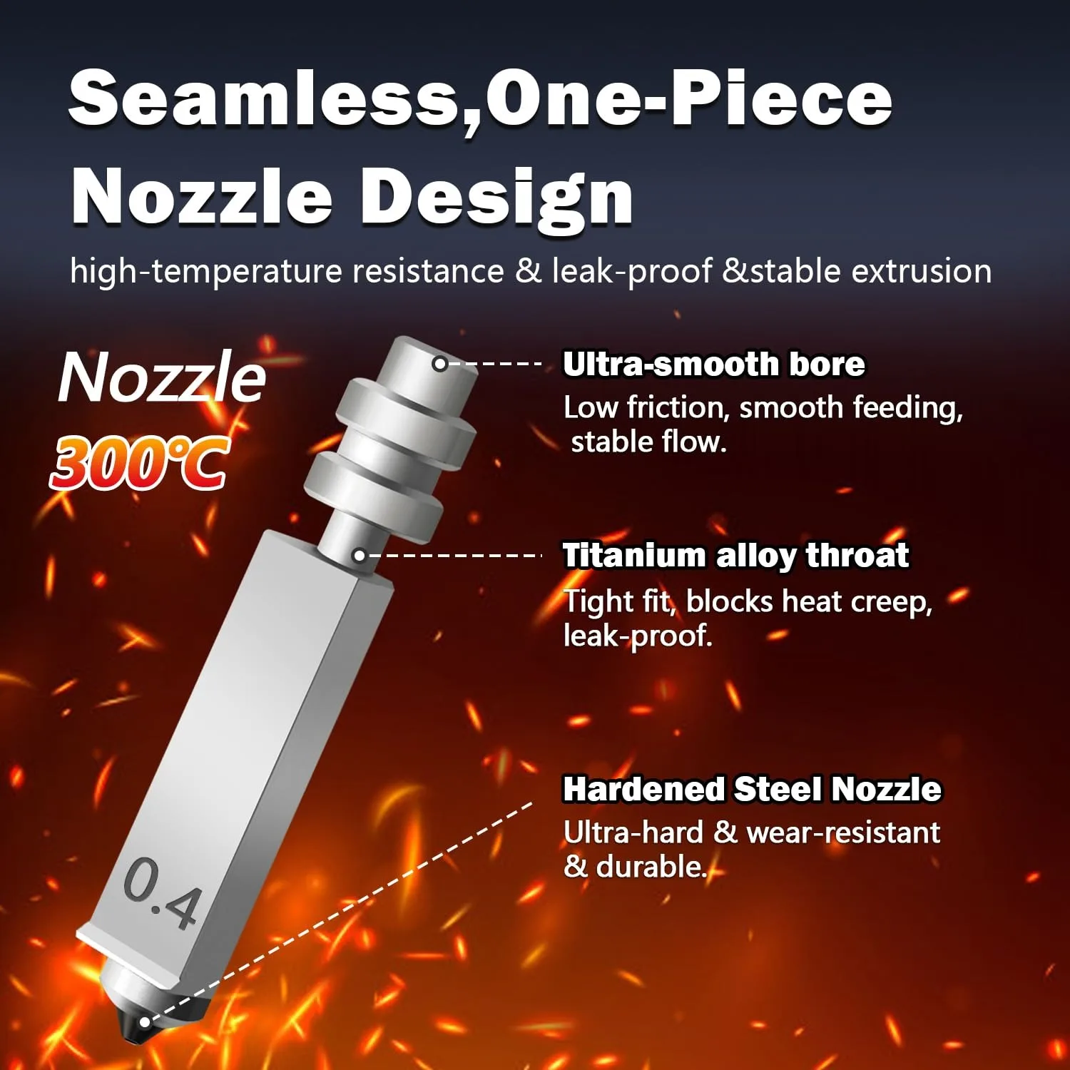 Für Anycubic Kobra X/Kobra 4 Bimetallische Düsen Combo Schnellwechsel-Hotend-Düse Gehärteter Stahl Anycubic Kobra 4/X 3D-Drucker-Teil – Detail 2
