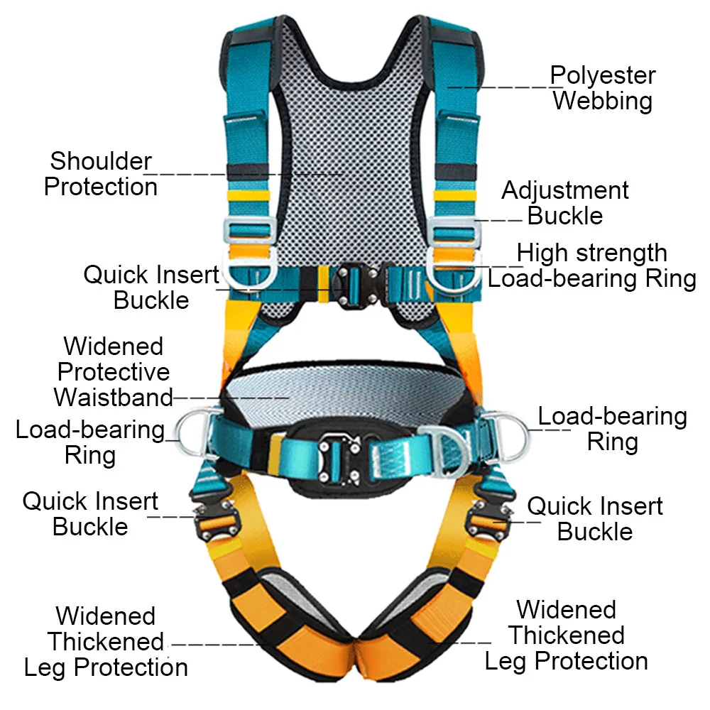 Full Body High Altitude Work Safety Harness Five-point Safety Belt Outdoor Climbing Training Work Construction Protect Equipment