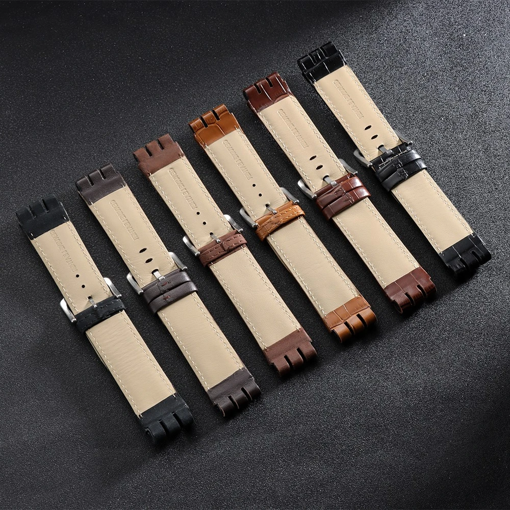 23x26mm Leather Watch Strap for Swatch YOS440 413 424