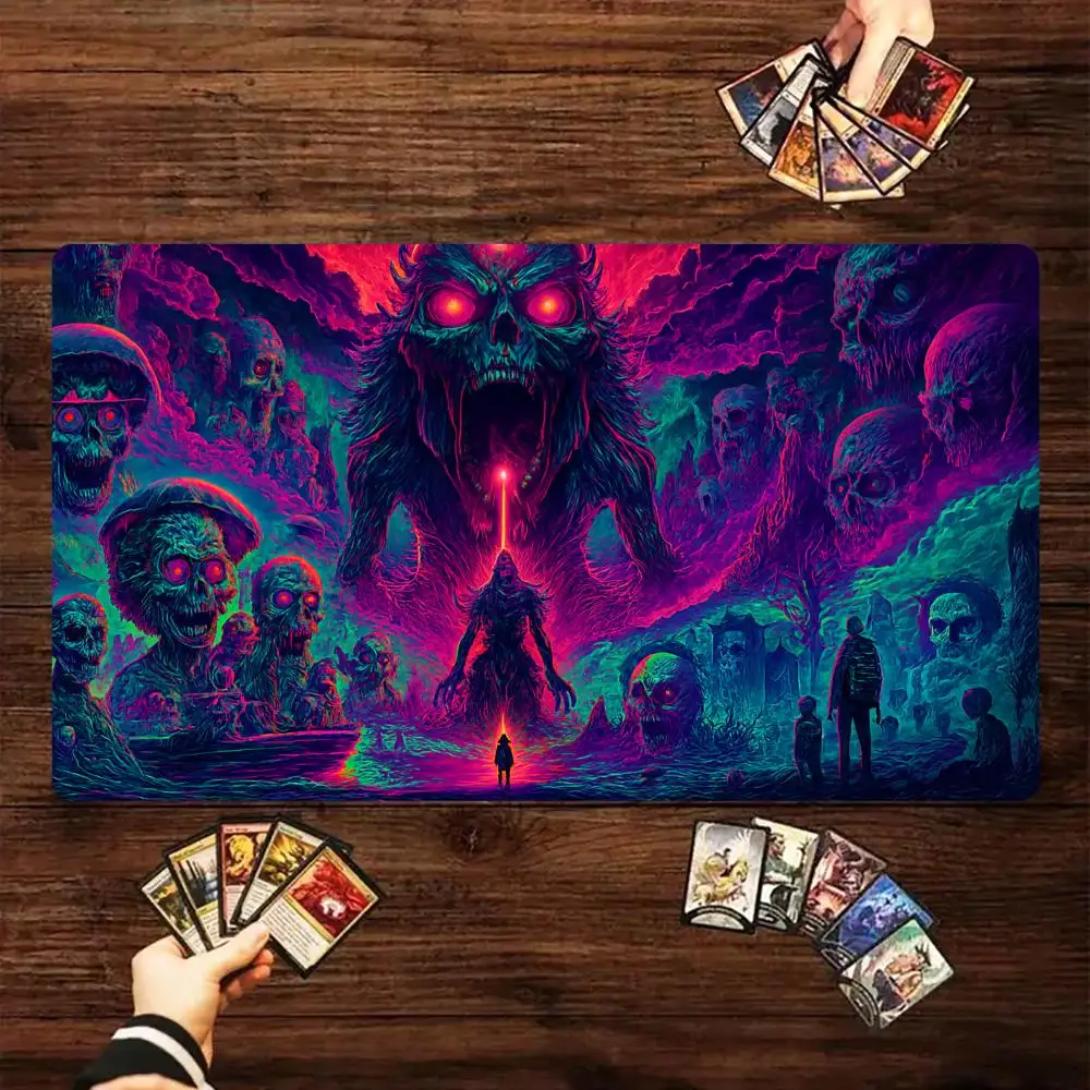 

Neon-style horror hell Magic Card Battle Mat MTG Playmat Anti-slip Base 35X60CM gathering gaming mats Board Game Mat for TCG