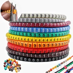 Waterproof Cable Wire Marker Cable Sleeves 0 to 9 For Cable Size 0.75/1.5/2.5mm2 Colorful Network Line Label Wiring Accessories