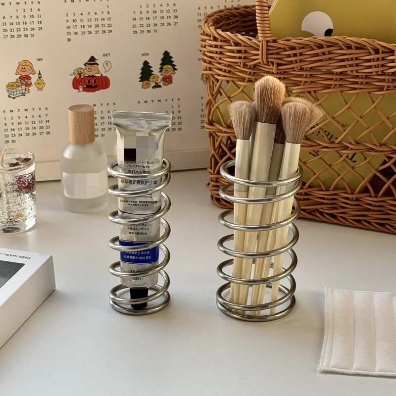 

Держатель для зубных щеток из нержавеющей стали, пружинная подставка для кистей для макияжа, многофункциональный органайзер для хранения в ванной, аксессуар для домашней гигиены