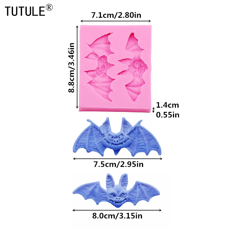 3D Halloween Bats Silicone Molds DIY Flying Bat  Baking Fondant Cake Decorating Tools Clay Candy Chocolate Gumpaste Moulds