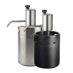 5L Auto Beer Keg Dispenser Mini Keg With Electric Keg Spear Beer Keg Growler For Party / Picnic Black Silver