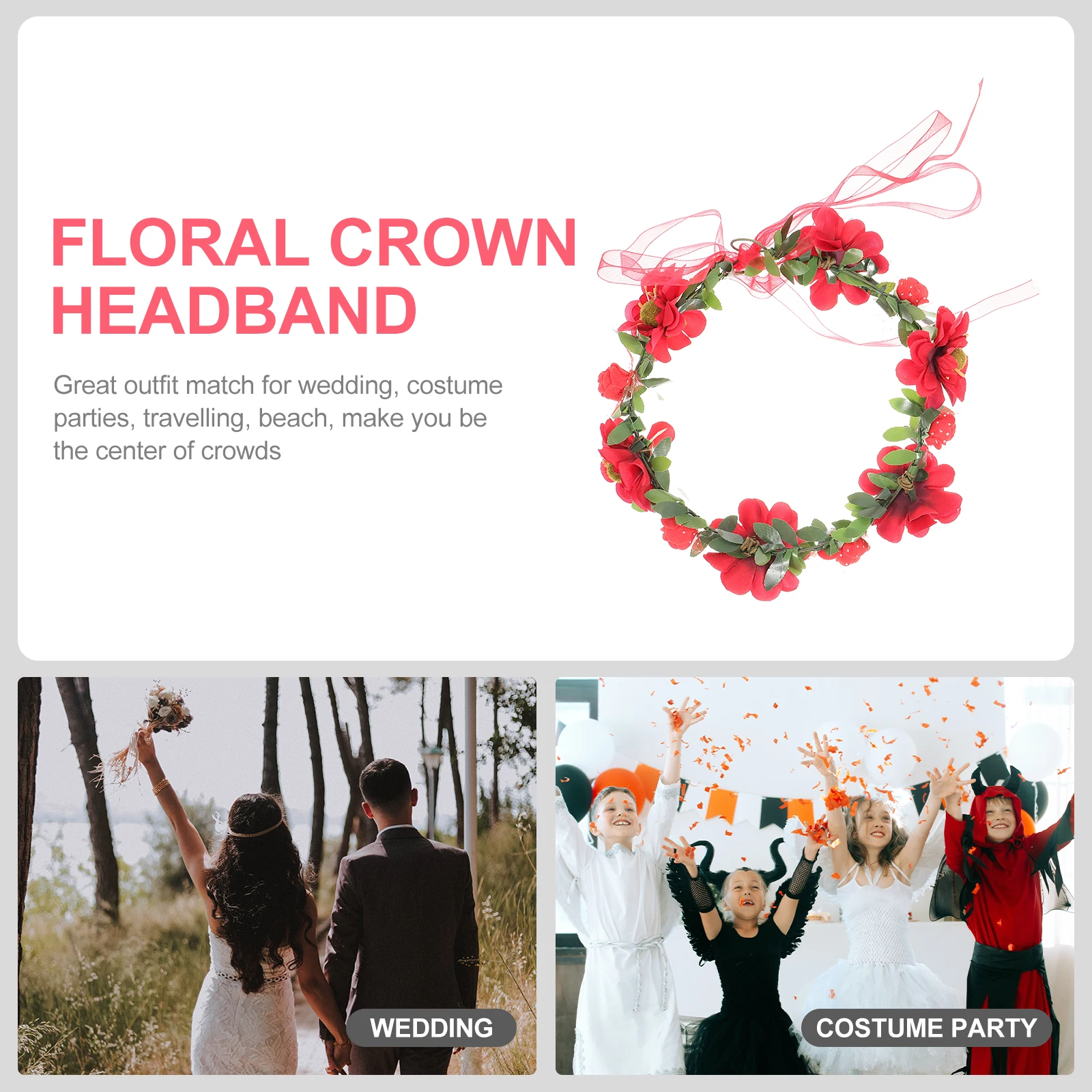 

Floral Headband Purple Blue Pearl Bridesmaid Crown Women Bohemian Hair Wreath Adjustable Wedding Flower Girl Accessories