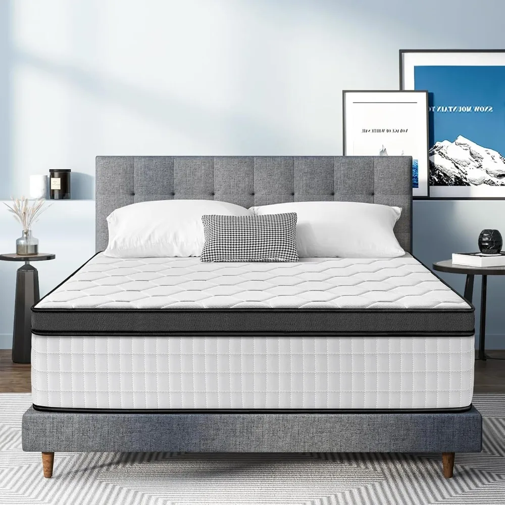 

Queen Mattress, 14 Inch Ultra Comfort Hybrid Foam Queen Size Mattresses with Independent Pocket Springs Mattress in a Box Pressu