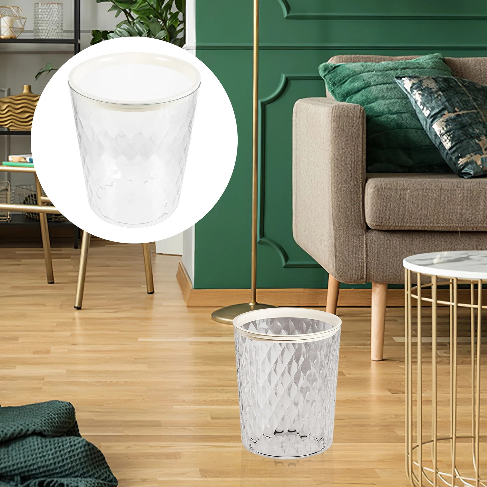 

Clear Trash Can Transparent Thickened Garbage Bin For Kitchen Bathroom Bedroom Office Large Capacity Household Waste