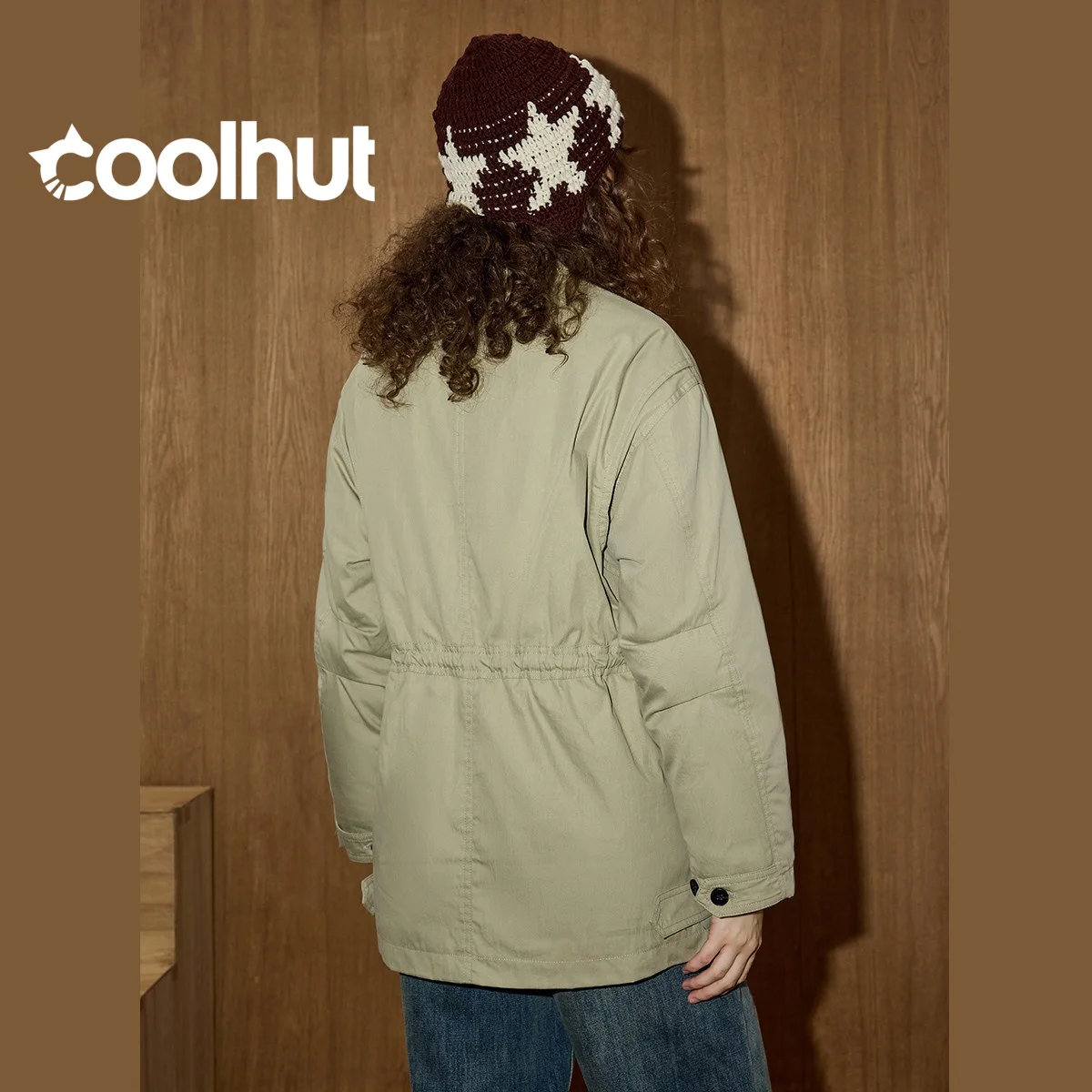 COOLHUT 2025 الشتاء المرأة 90% أسفل فائدة سترة الرباط الخصر المنتفخ مصممة ملابس العمل صورة ظلية مبطن سترة مرتفعة