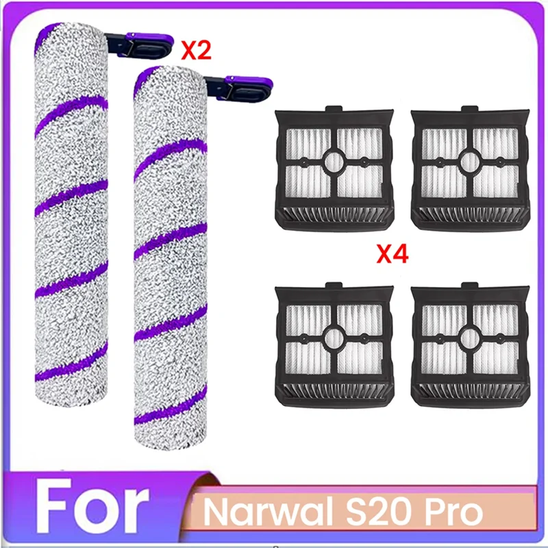 A85I-Replacement Parts For NARWAL S20 Pro Wet Dry Vacuum, Includes HEPA Filters And Microfiber Brush Roller