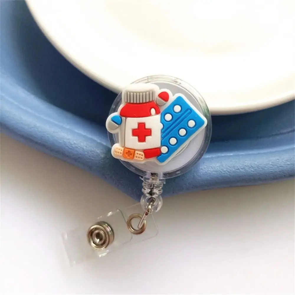 ID Card Holder Nurse Badge Reel Chest Card Name Tag Retractable Badge Holder Work Card PVC Easy Pull Buckle