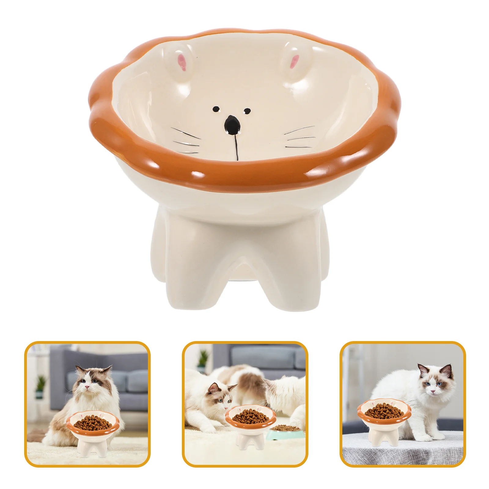 

Ceramic Elevated Cat Feeding Bowl Raised Tilted Design Nonslip Stable Food Water Container Elevated Cat Food Bowl