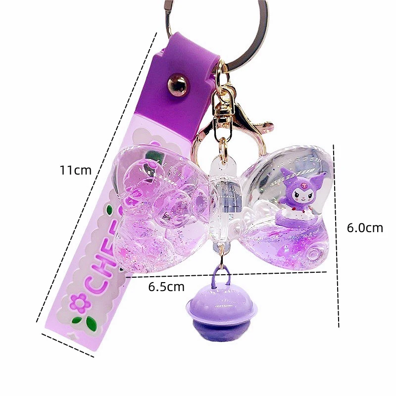 New Cartoon Wind Chimes Quicksand Bow Keychains Personality Trendy Bags Pendants