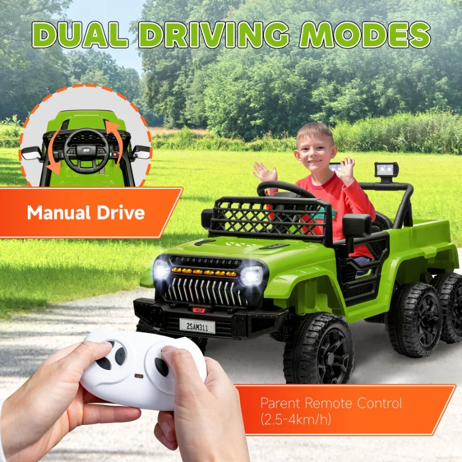 Qaba 12V 4x4 camion avec remorque arrière 2WD 4WD voiture électrique commutable avec système de Suspension à ressort télécommandé Parent