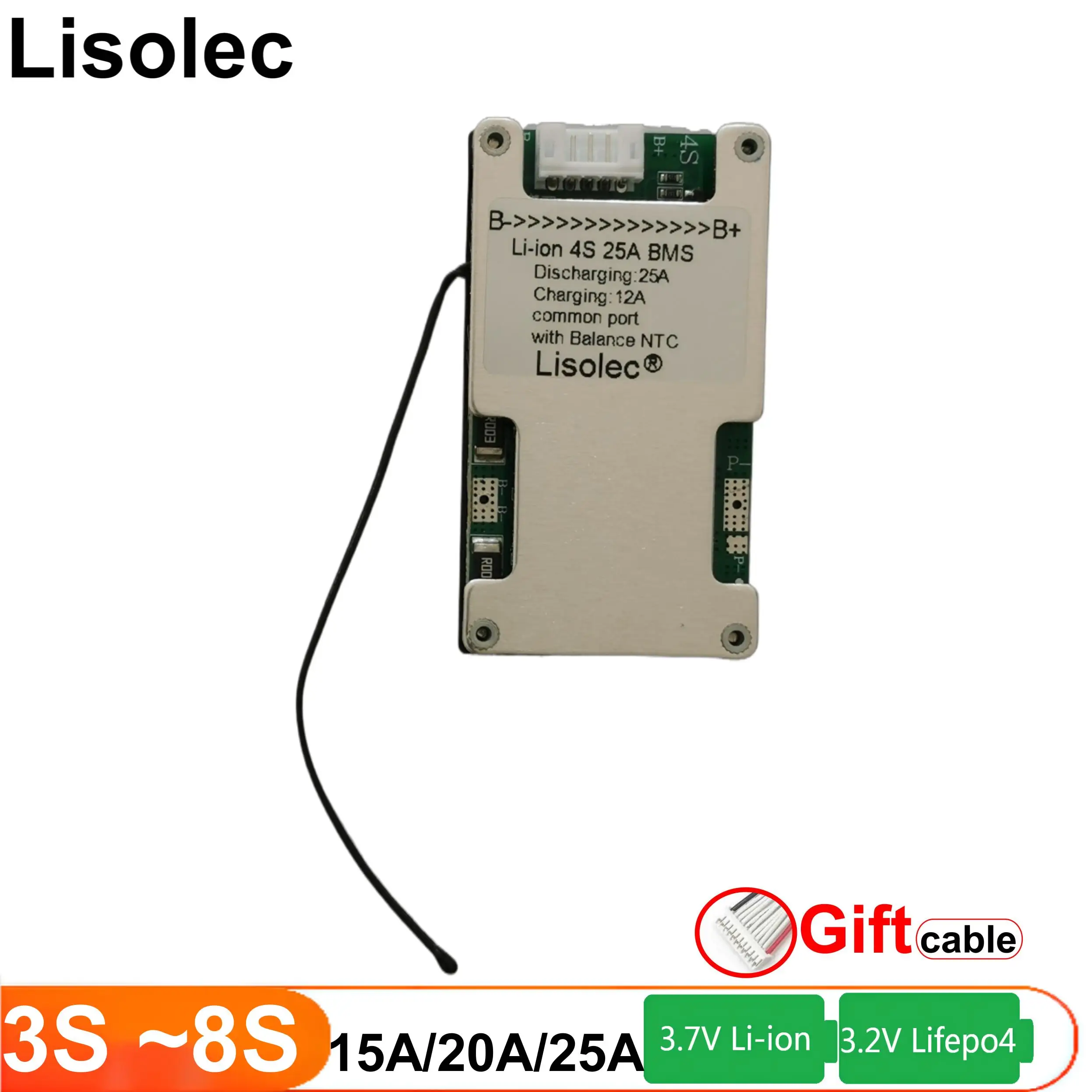 3,7 в li-ion 3S 4S 6S 7S и 3,2 V Lifepo4 4S 6S 7S 8S Защитная плата с балансировкой NTC BMS 15A 20A 25A зарядные разрядные пластины