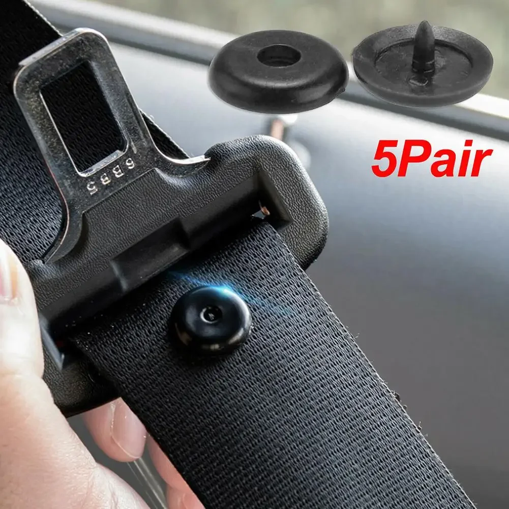 5Pairs Car Seat Belt Clips  Black Seat Belt Stopper Buckle Button Fastener Accessories For Enhanced Safety Comfort In Vehicles