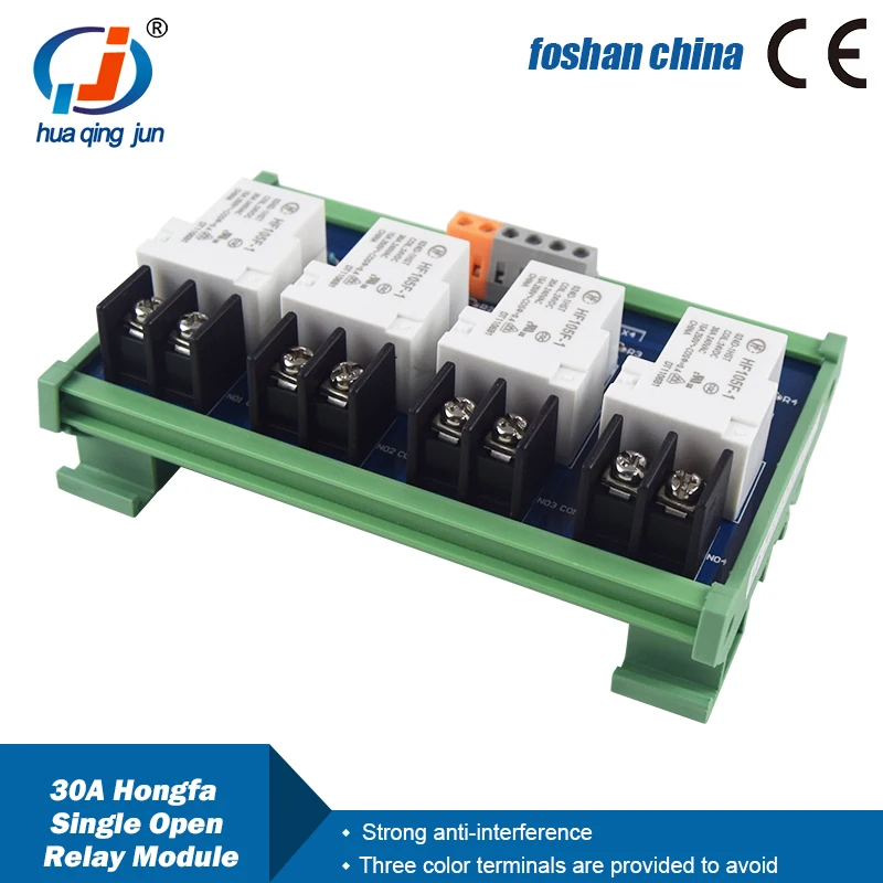 Huaqingjun 4-Channel & 8-Channel 30A High Power Single Open HF105F-1 Hongfa Relay Module for Industrial Automation