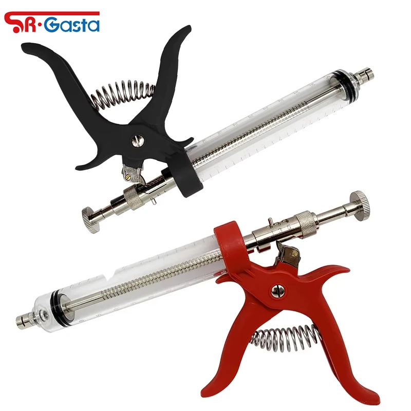 

50ml Veterinary Automatic Vaccination Gun for Cow Pig Sheep Rod Continuous Syringe For Animal Use Revolver Plastic Handle