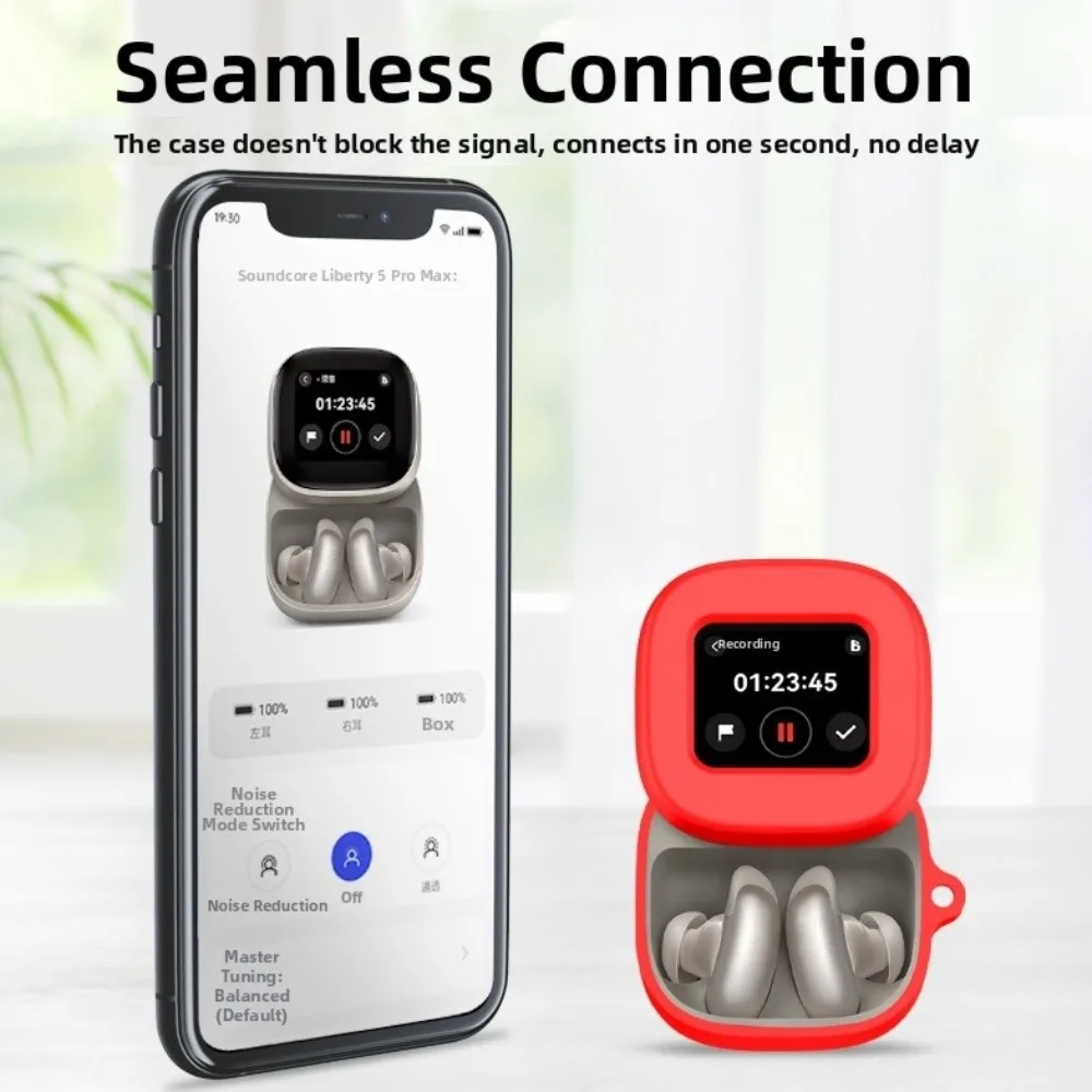 With Carabiner Silicone Protective Case Anti Drop Shockproof Earbuds Charging Cover for Anker Soundcore Liberty 5 Pro Max