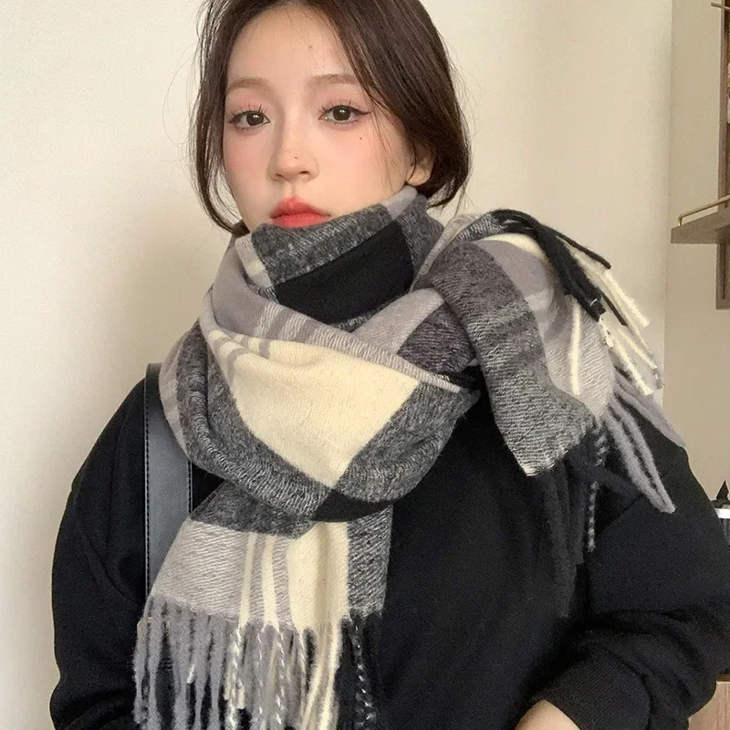 Warm Cashmere Blanket Women Travel Winter Scarf Fashion Plaid Pashmina Thick Shawl Wraps Tassel Casual Bufanda Poncho New N29