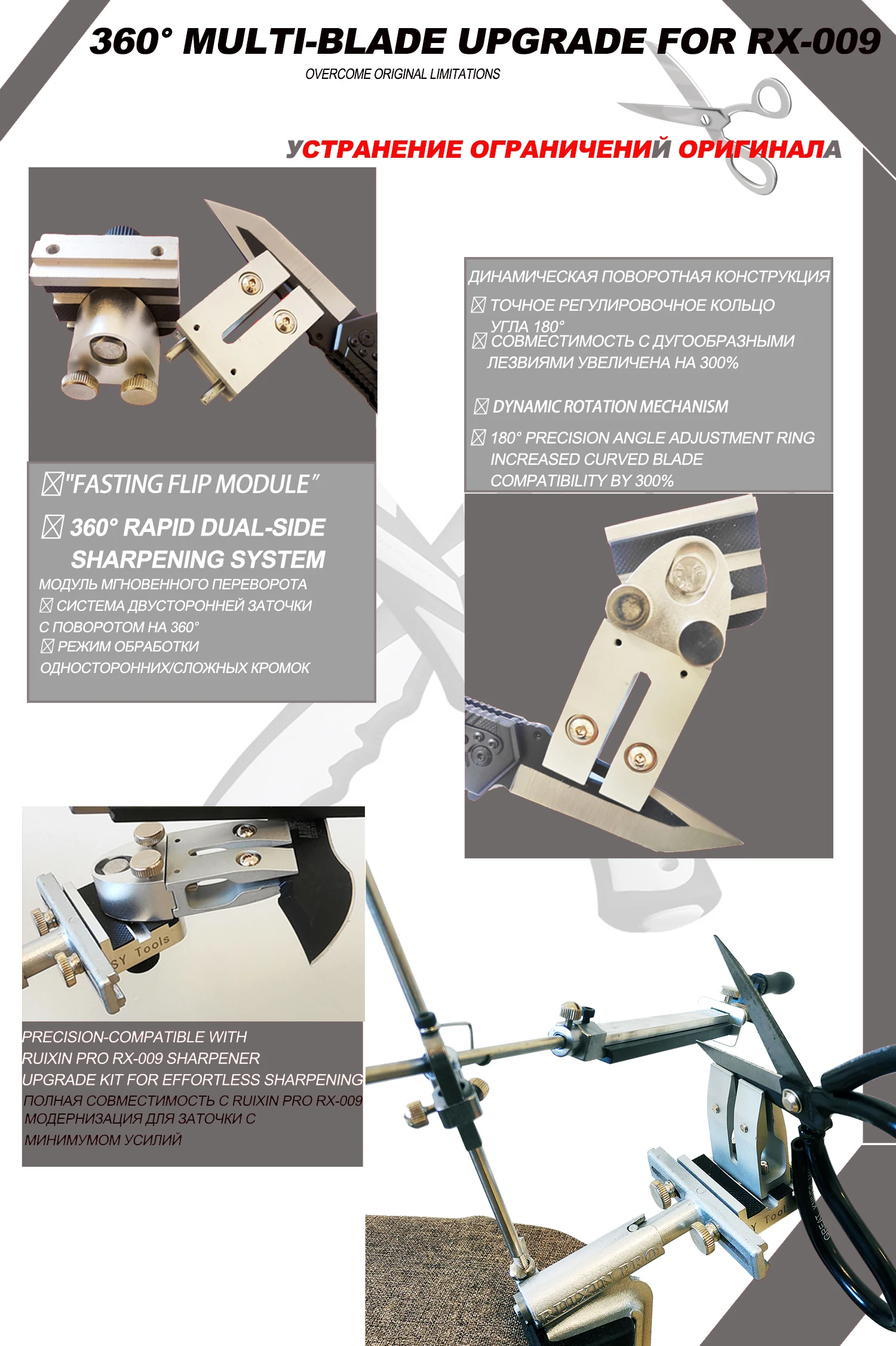 Upgrade Accessory for RUIXIN PRO Rx-009 Sharpener  Sharpening System for Knife/Axes/Chisels/Scissors Aluminum Alloy