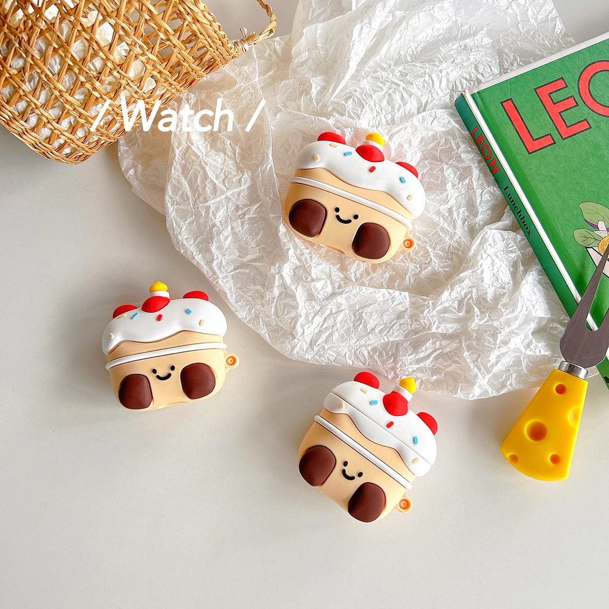 3D Cartoon Erdbeere Kuchen Silikon Drahtlose Bluetooth Headset Fall Für Apple AirPods 1 2 3 4 Pro 2 schutz Kopfhörer Abdeckung