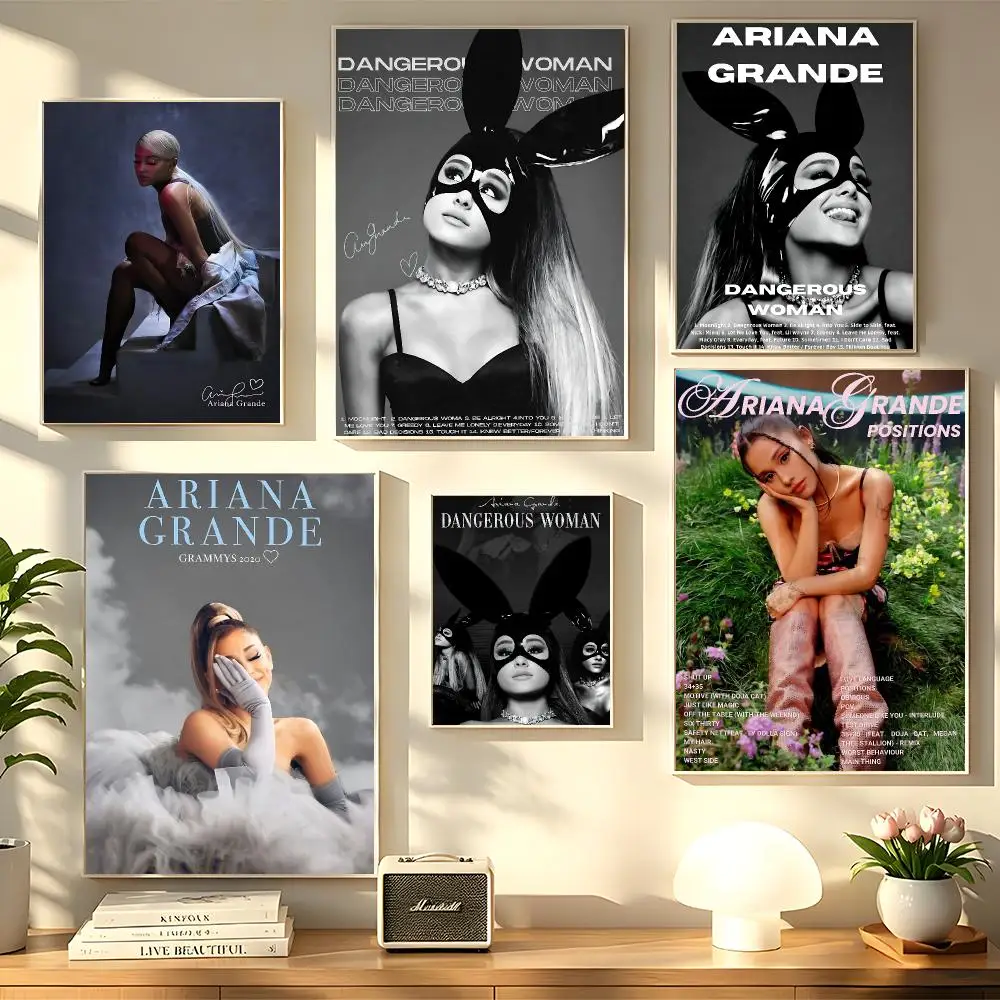Pop Singer A-Ariana Grande Poster Decorative Wall Sticker Mural Photo Print for Bedroom Living Room Hallway Home Decor Gift