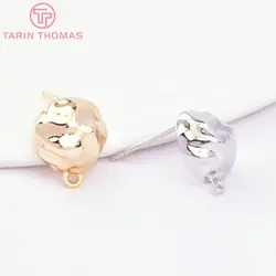 (7392) 6PCS 9.5MM 24K Gold Color Brass Semicircle Shape Concave Convex Stud Earrings High Quality Jewelry Findings Accessories