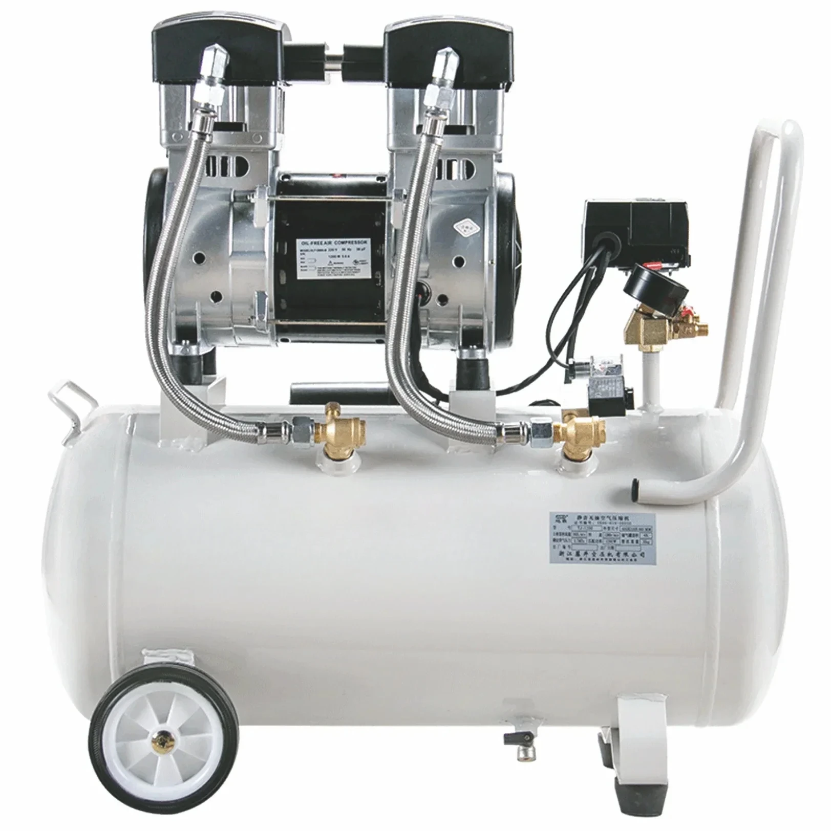 den tal luchtcompressor tweekoppig met verticale tank 50L