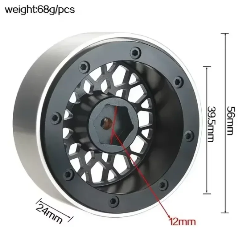 4 pz Mozzo Ruota In Metallo 1.9 Beadlock Cerchione Per 1:10 Rc Crawler Axial Scx10 Scx10 Ii 90046 Axi03007 D90 Yikong Trax Trx4