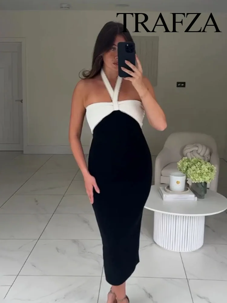 

HH Woman's Summer Sexy Long Dress Black Strapless Backless Beading Decorate Zipper Female Fashion Sheath Sleeveless Dresses