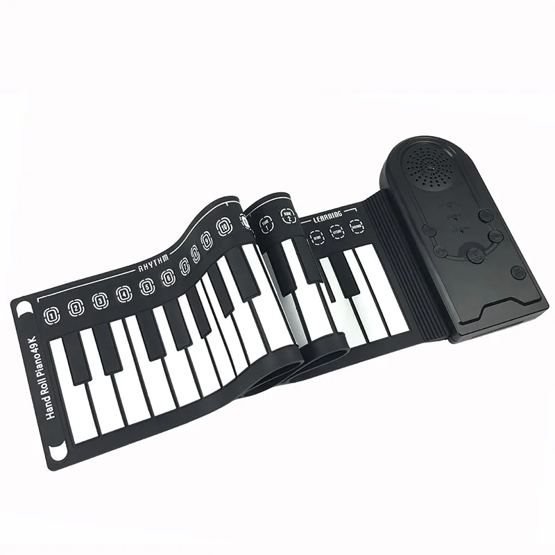 49 Key Hand Roll Piano Folding Silicone Electronic Piano Support Recording with Speaker Intelligent Electronic Hand Roll Piano