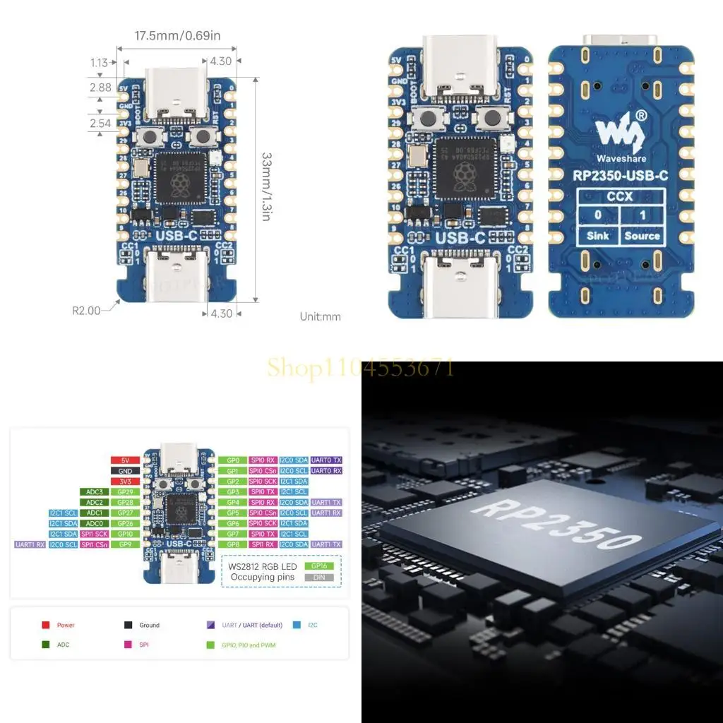 Best Seller Two Architecture Processor RP2350A Circuit Board With 520KB Capacity And 2MB Storage For Prototyping And DIY