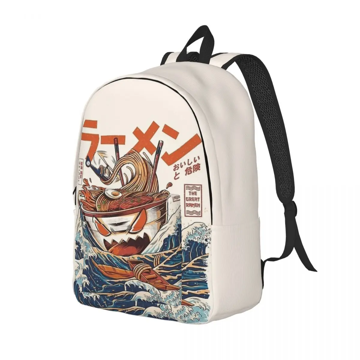 The Great Ramen Off Kanagawa Backpack Middle High College School Student Anime Japan Noodle Bookbag Teens Daypack Sports