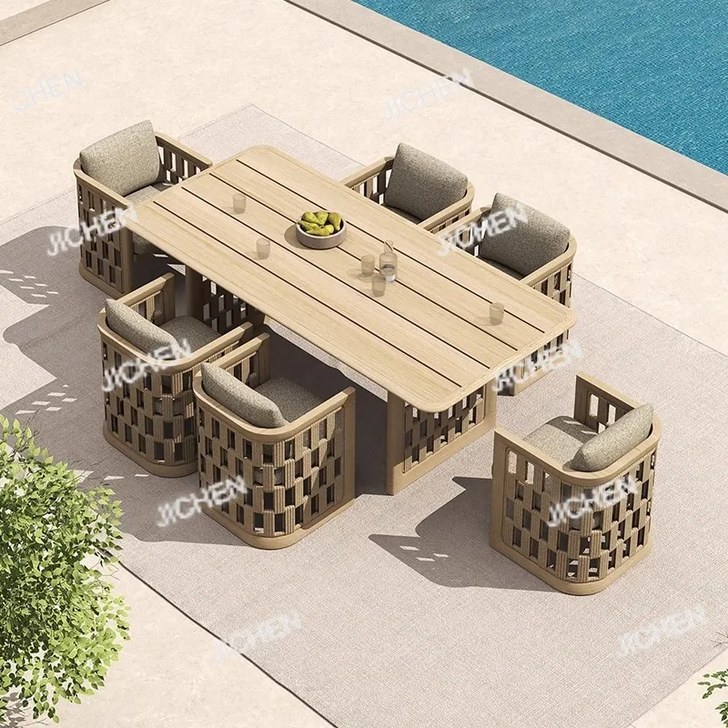 

Teak Outdoor Tables And Chairs Patio Tables Preservative Wood Old Bed And Breakfast Hotel Outdoor Open-air Garden